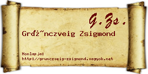 Grünczveig Zsigmond névjegykártya